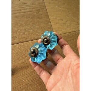 Vintage Set Blue Acrylic Drawer Pulls /Knobs